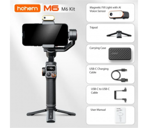 Hohem iSteady M6 Kit Handheld Gimbal Stabilisator Selfie Stativ für Smartphone mit AI Magnetische Füllen Licht Voll Farbe Video Beleuchtung