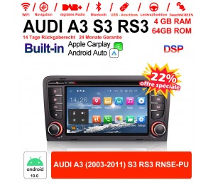 7 Zoll Android 10.0 Autoradio / Multimedia 4GB RAM 64GB ROM  Für AUDI A3 (2003-2011) S3 RS3 RNSE-PU Built-in Carplay / Android Auto