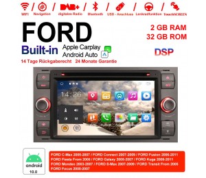 7 Zoll Android 10.0 Autoradio / Multimedia 2GB RAM 32GB ROM Für Ford Focus Fiesta Focus Fusion C/S-Max Transit Mondeo Built-in Carplay / Android Auto