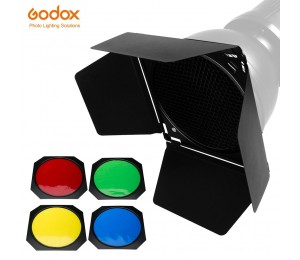Godox BD-04 Scheune Tür + Honeycomb Grid + 4 Farbe Filter für Standard Reflektor
