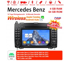 7 Zoll Android 12.0 Autoradio / Multimedia 4GB RAM 64GB ROM Für Mercedes BENZ A Klasse W169, B Klasse W245, Sprinter Viano Vito und VW Crafter