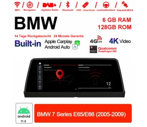 10.25 Zoll Qualcomm Snapdragon 665 8 Core Android 12.0 4G LTE Autoradio / Multimedia 6GB RAM 128GB ROM USB WiFi Carplay Für BMW 7 Series E65/E66