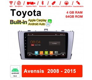 9 Zoll Android 10.0 Autoradio / Multimedia 4GB RAM 64GB ROM Für Toyota Avensis 2008 - 2015 MIT Navi Bluetooth WIFI Built-in Carplay Android Auto