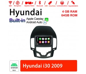 9 Zoll Android 10.0 Autoradio / Multimedia 4GB RAM 64GB ROM Für Hyundai i30 2009 Built-in Carplay