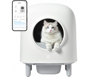 Petree 100% Sichere Selbstreinigende Katzentoilette mit App-Steuerung, Geruchsentfernung, Großer Platz für Mehrere