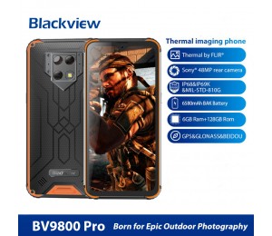 Blackview BV9800 Pro Rugged Handy 6 GB + 128 GB Wärmebildbild und Fingerabdruck-Identifikation 6,3 Zoll, Android 9.0 Pie Helio P70 Octa Core bis zu 2,3 GHz GSM & WCDMA & FDD-LTE