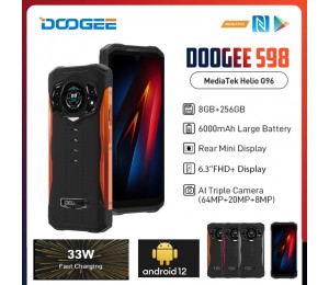 DOOGEE S98 Android 12 Helio G96 8 Core 6,3 Zoll robustes Telefon 8GB RAM 256GB ROM 64MP 6000mAh Smartphone-Unterstützung OTG / FM / NFC...