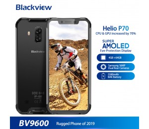 Blackview 2019 Neue BV9600 Wasserdichte Handy Helio P70 Android 9.0 4GB + 64GB 6,21 "19:9 AMOLED 5580mAh Robuste Smartphone Grau