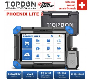 TOPDON Phoenix Lite 2 Auto OBD Diagnosegerät / ECU Codierung / OE-Level Alle Systemdiagnose / VAG geführte Funktion / Bidirektionale Steuerung Scanner