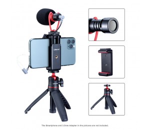 Ulanzi Smartphone Video Kit ST-07 Handy Halterung Montieren + MT-08 Stativ Desktop Flexible + VM-Q1 Mikrofon 3 Einzelteile Kombination