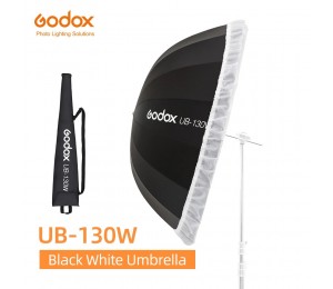 Godox UB-130W 51in 130cm Parabolischen Schwarz Weiß Reflektierende Regenschirm Studio Licht Regenschirm mit Schwarz Silber Diffusor Abdeckung Tuch