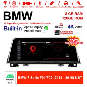 10.25 Zoll Qualcomm Snapdragon 665 8 Core Android 13.0 4G LTE Autoradio / Multimedia USB WiFi Navi Carplay Für BMW 7 Series F01 / F02 (2013-2015) NBT